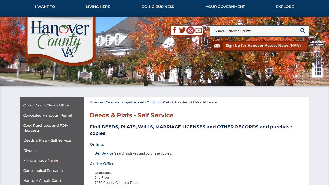Deeds & Plats - Self Service | Hanover County, VA